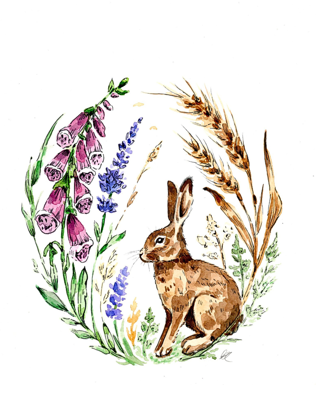 Floral Hare Print