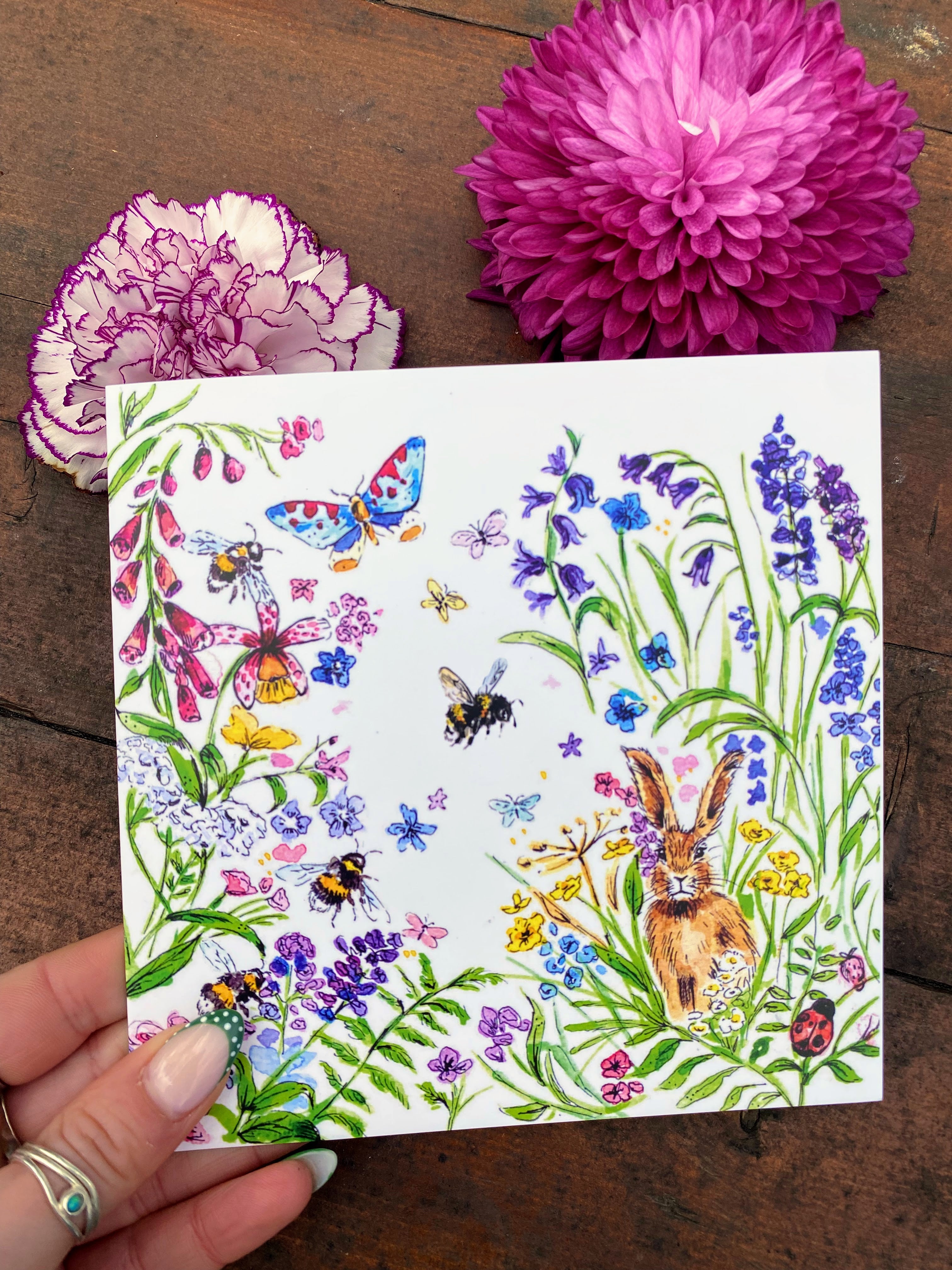 Wildflowers and Hidden Hare Card