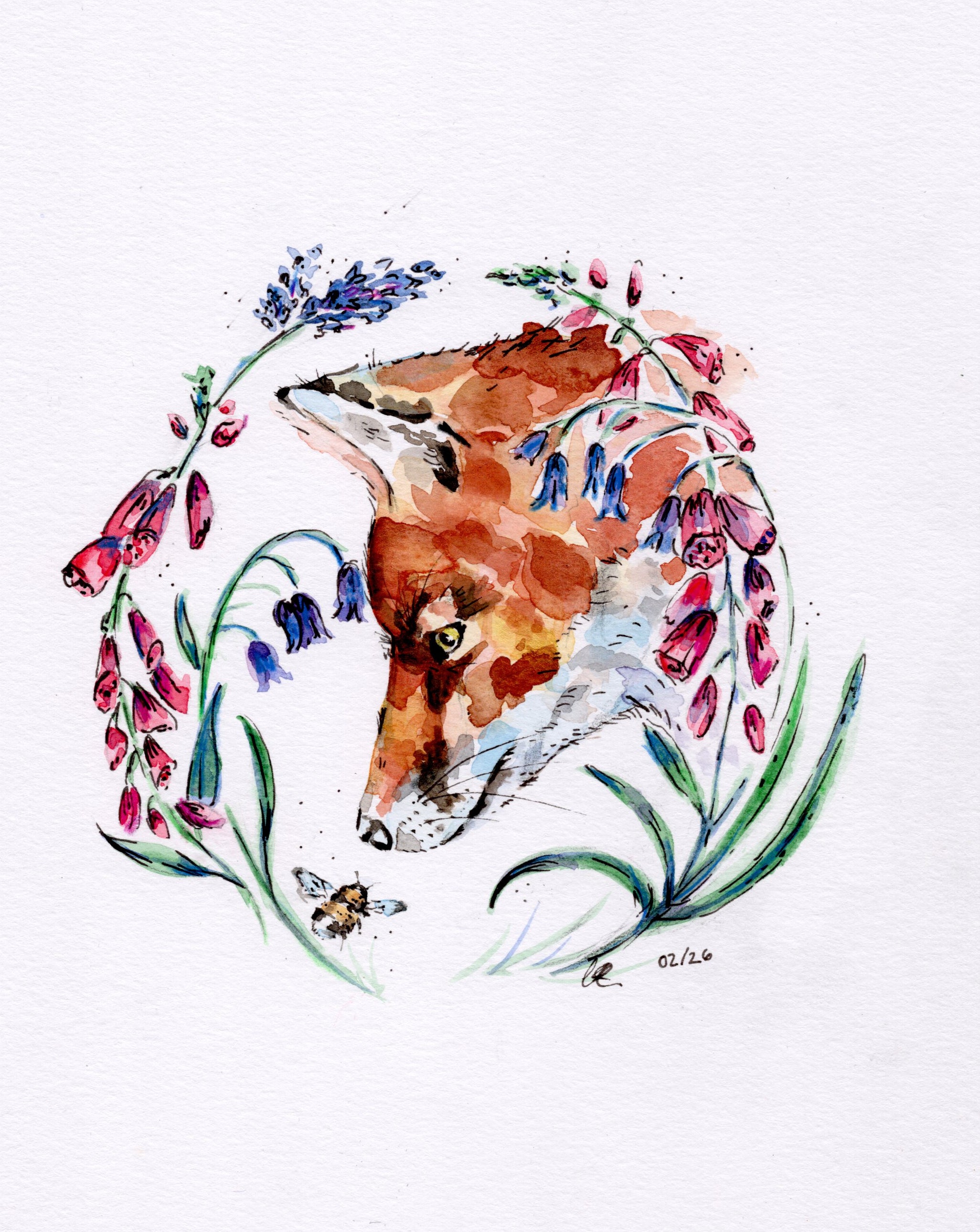 Fox & Bumblebee Print (Print Coming Soon)