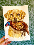 Original Golden Labrador with Pheasant - A4
