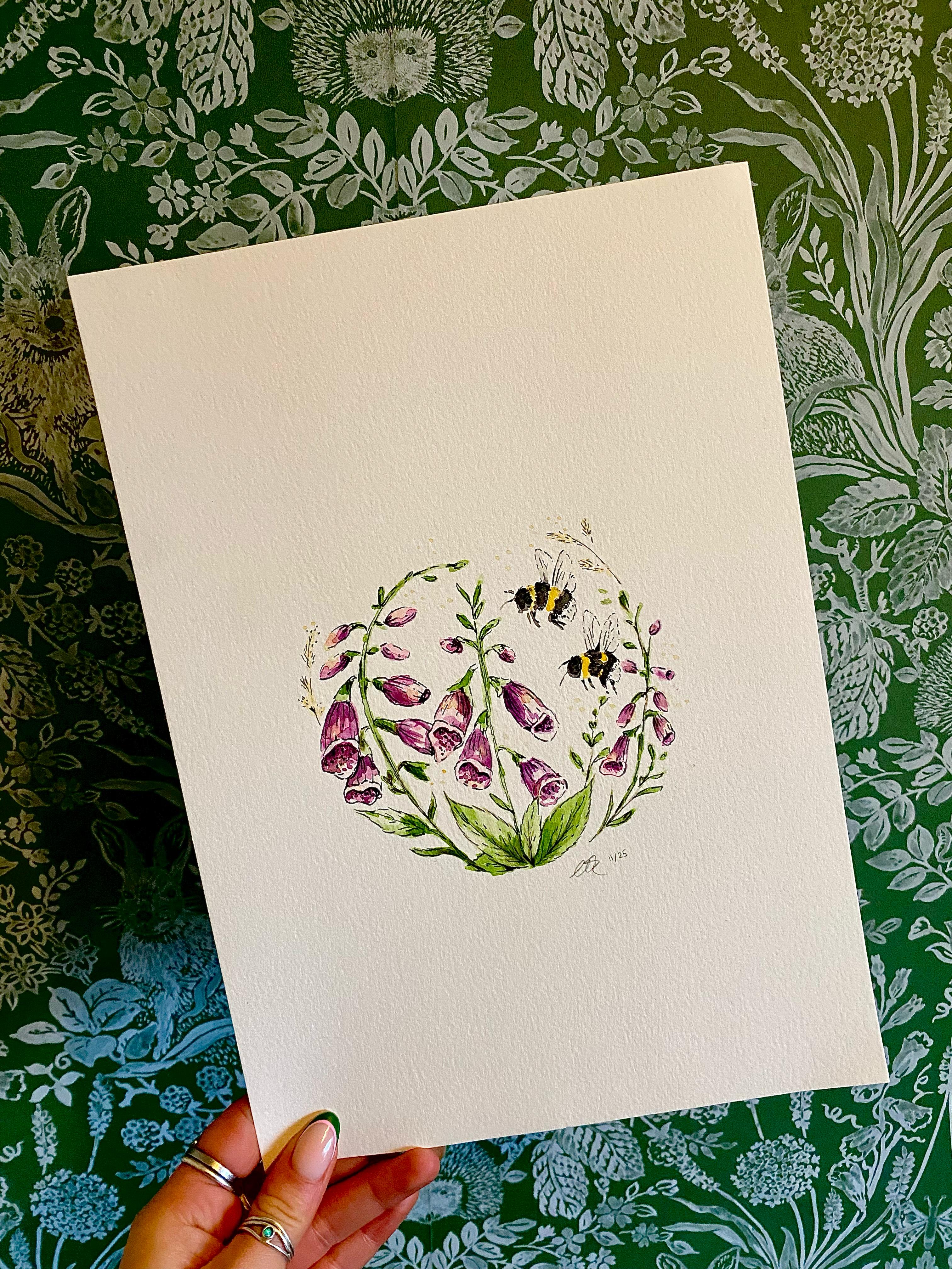 Original Foxgloves & Bees - A4